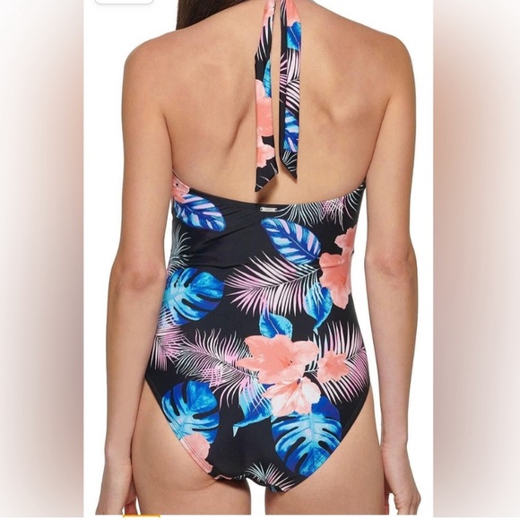 DKNY Tropical Floral Print One Piece Designer‎ Bathing Suit - XL - Picture 2 of 7